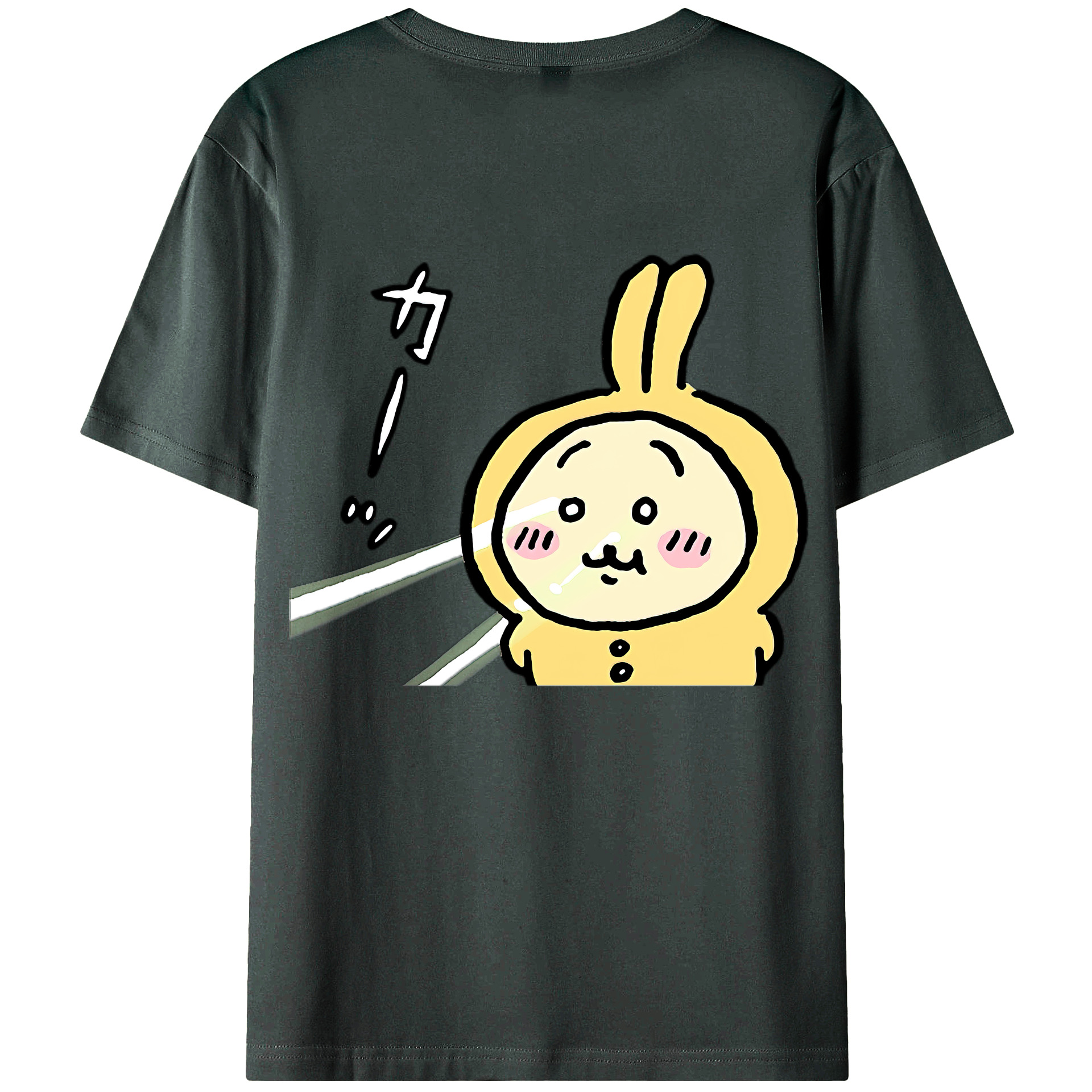 （画像用） ちいかわ うさぎ Chii-kawa usagi 綿100％ メンズ半袖Tシャツ（バックプリント） 通気性